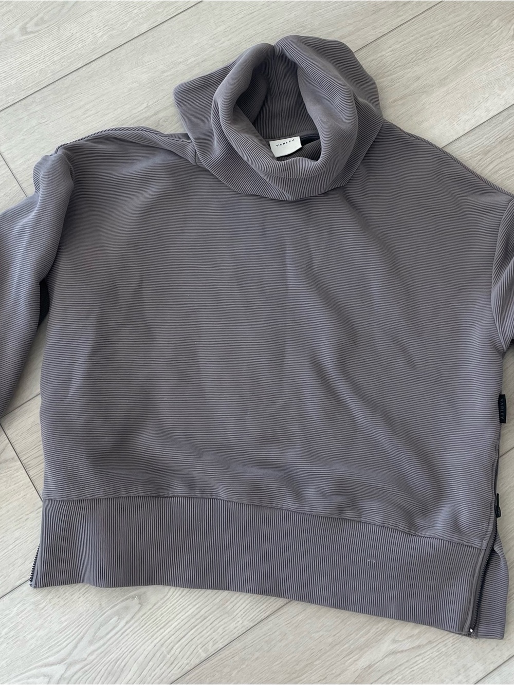 VARLEY Women's Milton Sweatshirt small Deep Charcoal Rib Long Sleeve NWOT